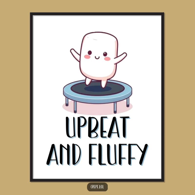 Funny Marshmallow Trampoline Poster - Bouncing Character Wall Art