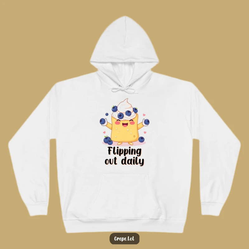 Cozy Funny Crepe Juggling Blueberries Hoodie: Snuggle Up with Laughs
