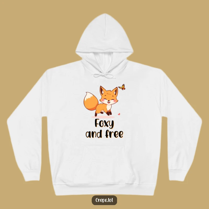 Funny Fox Butterfly Chase Hoodie: Cozy Woodland Comfort