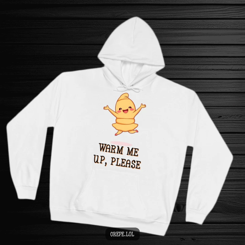 Funny Croissant Pirouette Hoodie featuring a joyful croissant performing a graceful pirouette, offering warmth and baked goods humor.