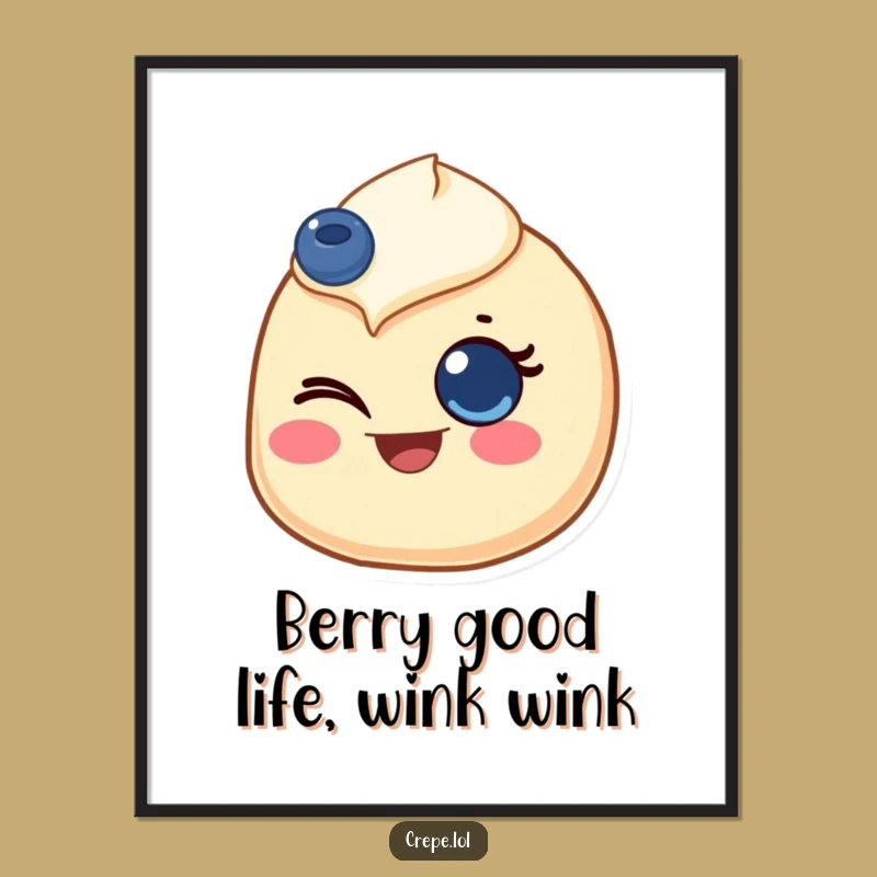 Funny Free Printable Wall Art: Winking Crepe Charm - Downloadable Quirky Decor!
