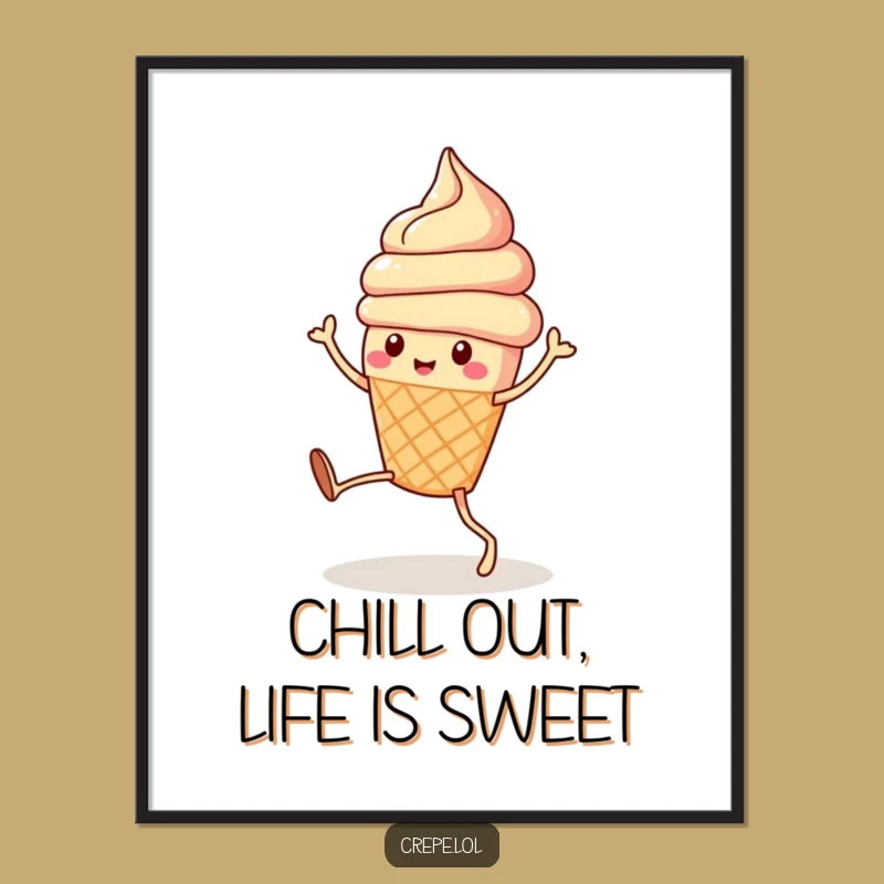 Free Printable Ice Cream Wall Art: Hilarious Dancing Cone for a Whimsical Kitchen Decor
