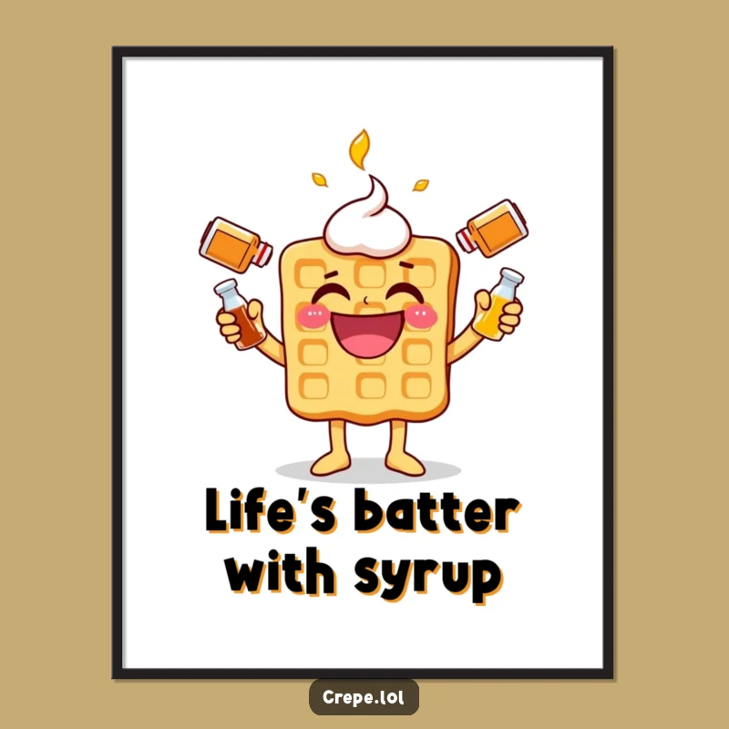 Free Printable Wall Art: Funny Waffle Juggler, Humorous Downloadable Art Gift!