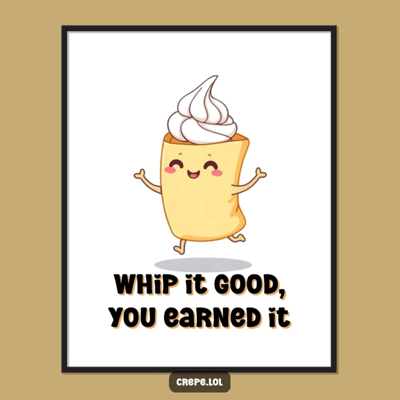 Free Printable Wall Art: Hopping Crepe, Whimsical Kitchen Decor, Fun Downloadable Food Art