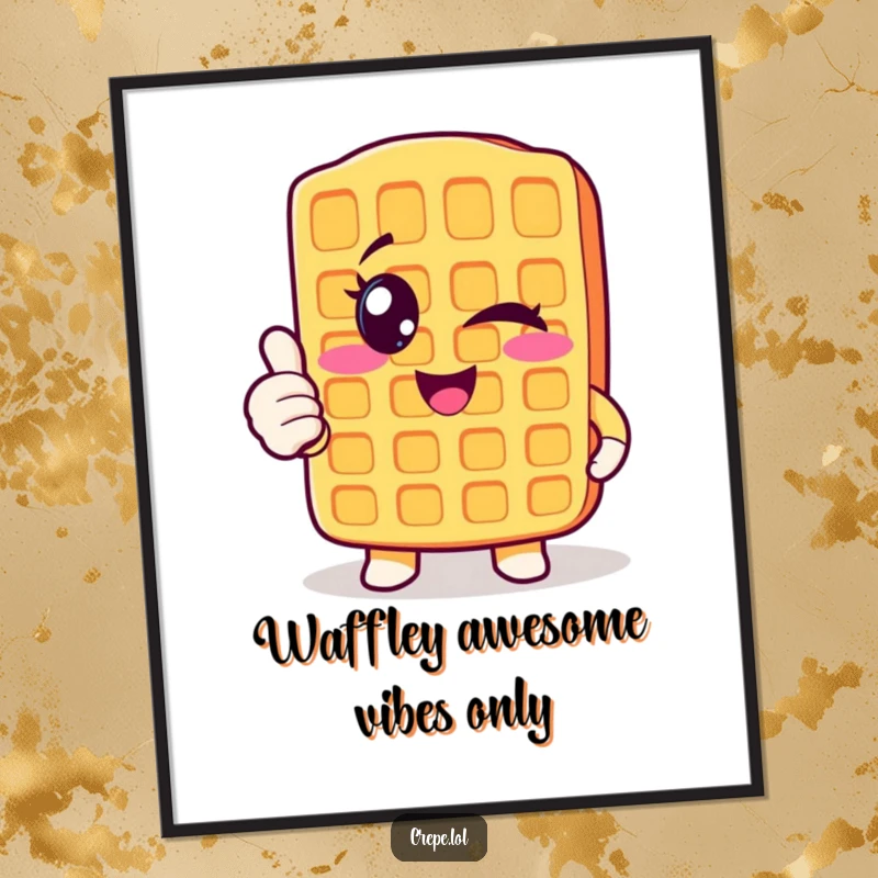 Funny Free Printable Wall Art: A cool waffle character winking and giving a thumbs up.