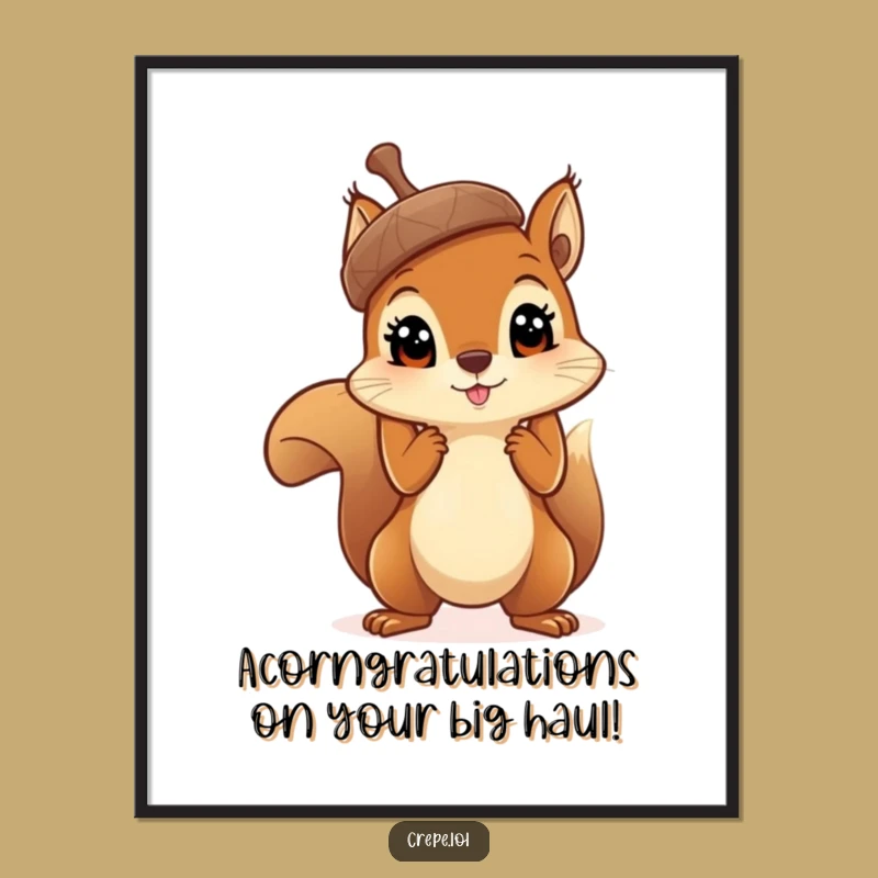 Funny Free Printable Wall Art: Squirrel's Giant Acorn - Whimsical Downloadable Art for Nature Lovers!