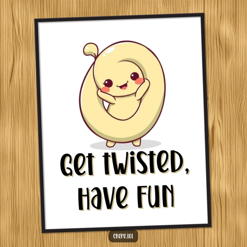 Funny Free Printable Wall Art: A silly pretzel demonstrating a remarkably bendy pose, adding a humorous and flexible element to any room.