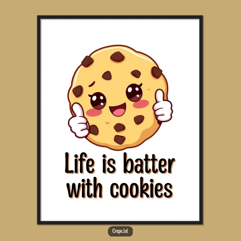 Free Printable Funny Cookie Wall Art - Cheerful Chocolate Chip Pal Downloadable Gift
