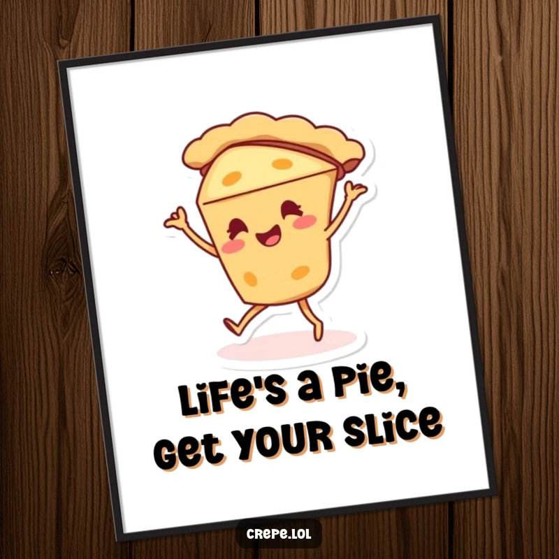 Funny Free Printable Wall Art: A pie character performing a silly, energetic dance.