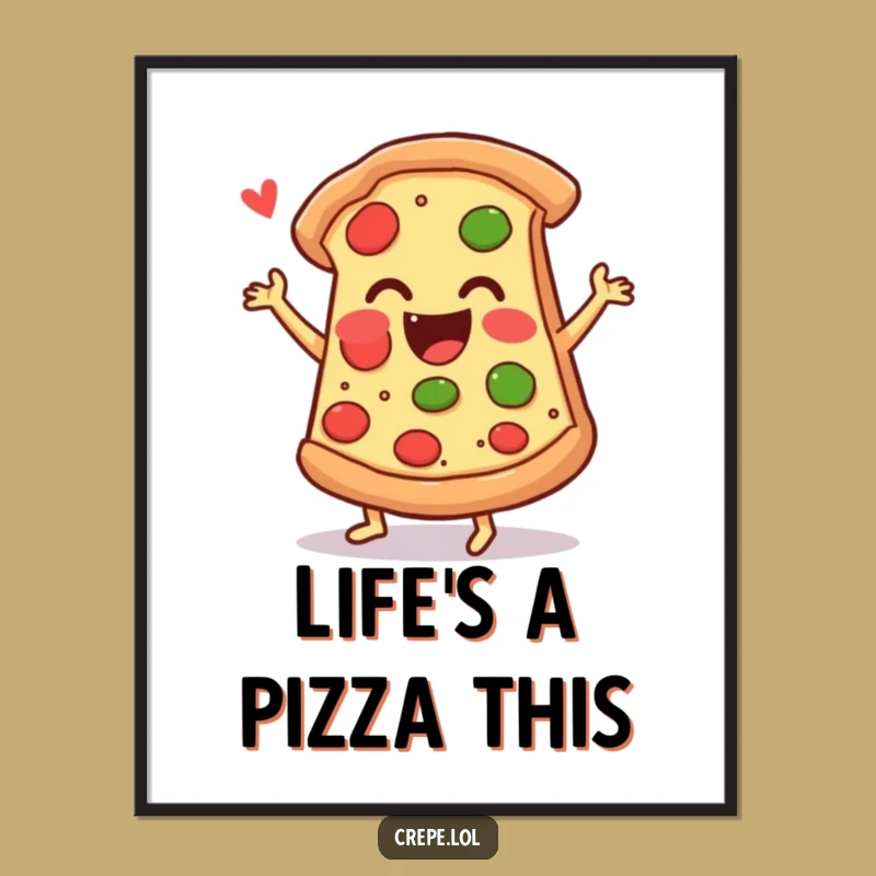 Funny Free Printable Wall Art: Happy Pizza Jig - Downloadable Kitchen Decor