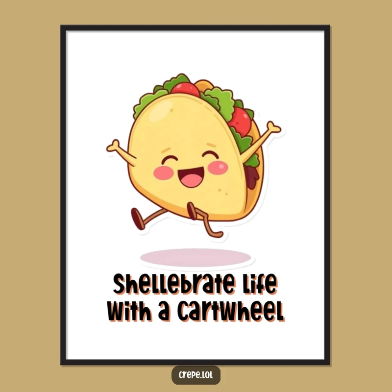 Free Printable Funny Taco Cartwheel Wall Art - Quirky Downloadable Decor