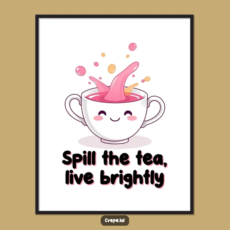 Free Printable Teacup Spill Wall Art - Whimsical Downloadable Decor for a Playful Space