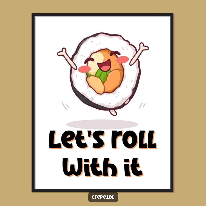 Sushi Cartwheel Free Printable Wall Art - Funny Foodie Downloadable Decor