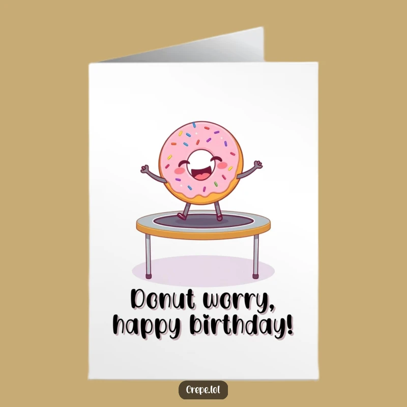 Free Printable Donut Trampoline Birthday Card - Funny Downloadable Gift for Foodie Fun