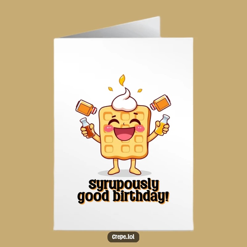 Free Printable Birthday Card: Funny Waffle Juggler, Perfect Humorous Downloadable Gift!