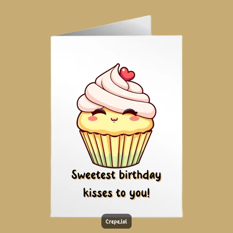 Free Printable Cupcake Birthday Card: Sweet Kisses Downloadable Fun