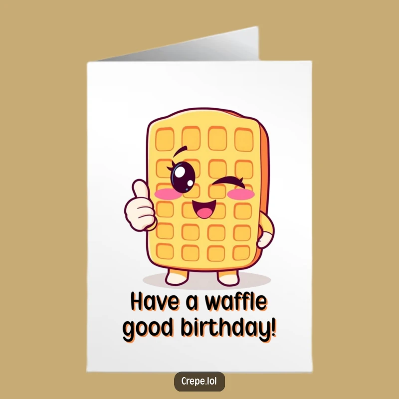 Free Printable Birthday Card: Winking Waffle Thumbs Up Downloadable Gift