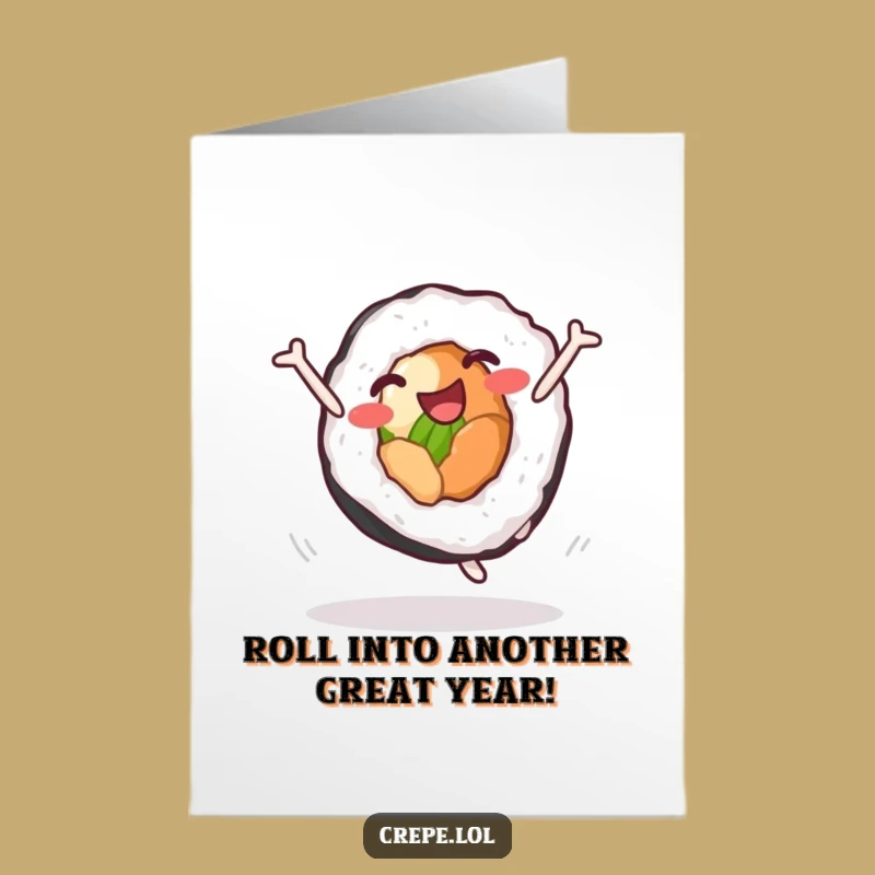 Funny Sushi Cartwheel Free Printable Birthday Card - Hilarious Downloadable Gift