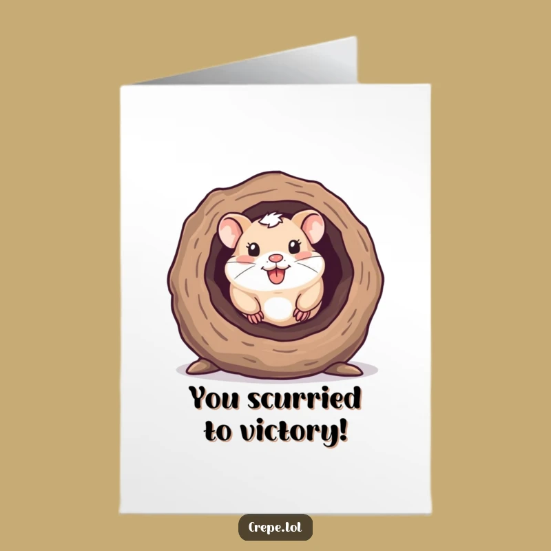 Free Printable Congrats Card: Hamster Peeking, Celebrate Success Downloadable Gift