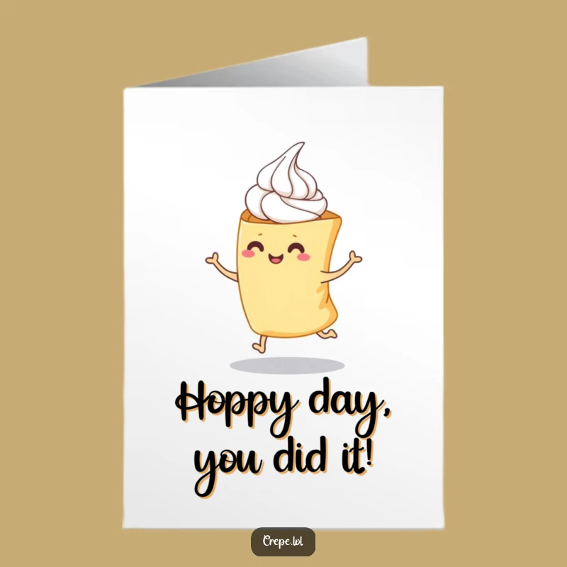 Free Printable Congrats Card: Hopping Crepe, Energetic Funny Downloadable Celebration Gift