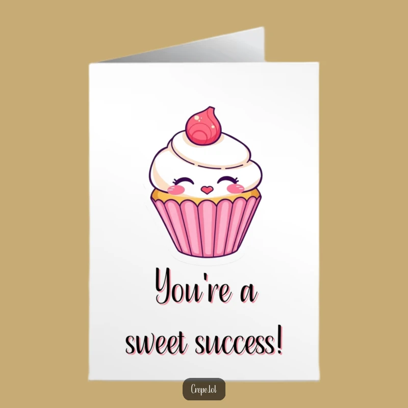 Free Printable Congrats Card: Kissing Cupcake Cheers Downloadable Greeting