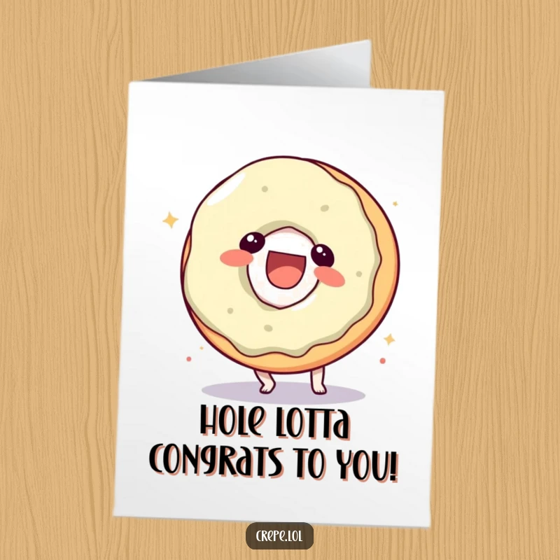 Funny Free Printable Congratulations Card: A laughing donut character playfully does a somersault, celebrating achievements with sweet enthusiasm.