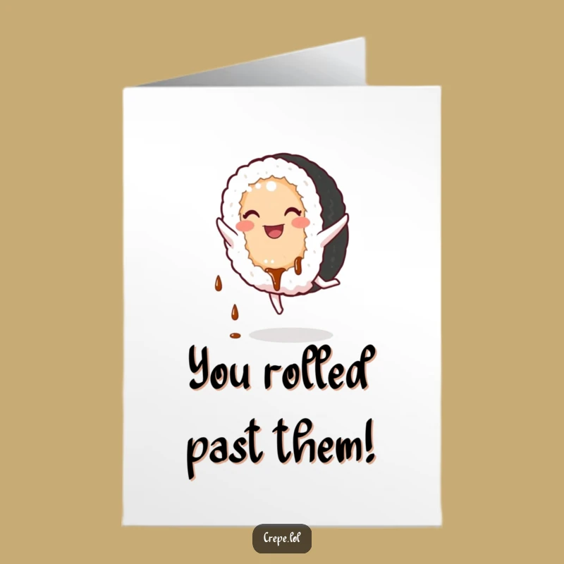 Free Printable Sushi Congrats Card: Cartwheeling Roll Downloadable Success!