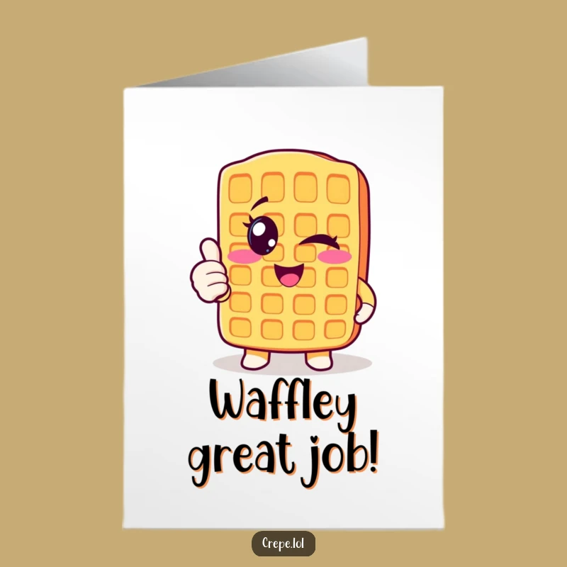 Free Printable Congrats Card: Winking Waffle Thumbs Up Downloadable Greeting