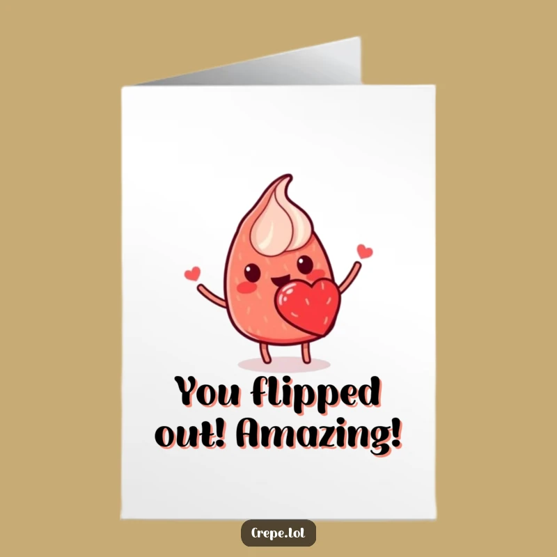 Free Printable Crepe Congrats Card: Strawberry Heart Flip Funny Downloadable