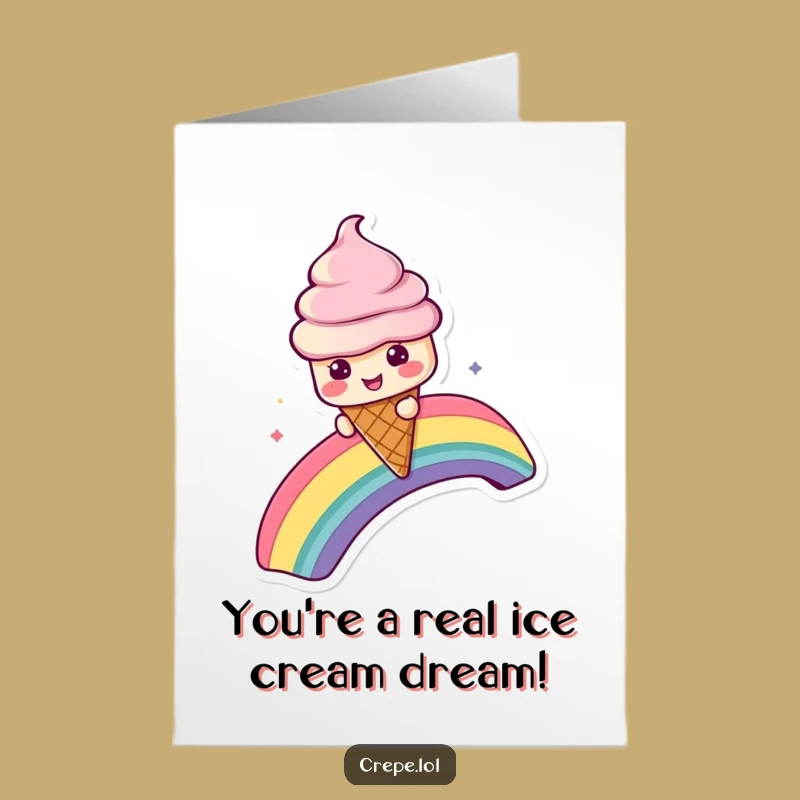 Free Printable Congrats Card: Ice Cream Cone Rainbow Slide, Funny Downloadable Gift