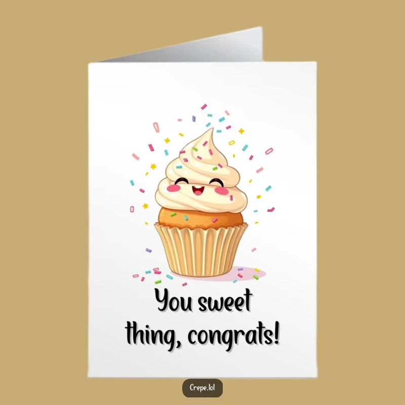 Free Printable Congrats Card: Giggling Confetti Cupcake Celebration Downloadable Gift