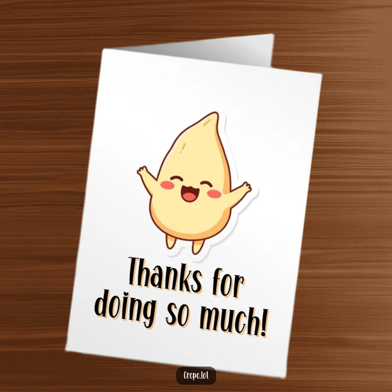 Funny Free Printable Thank You Card: A cheerful crepe does a joyful flip, offering thanks with a unique, delicious, DIY downloadable.