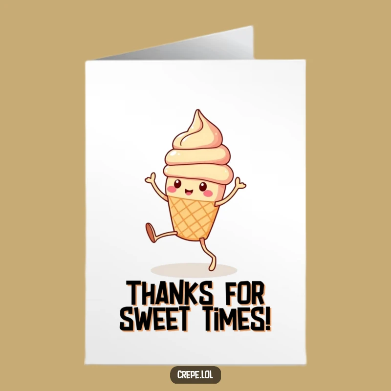 Free Printable Ice Cream Thank You Card: Show Thanks with a Dancing Cone's Sweet Moves