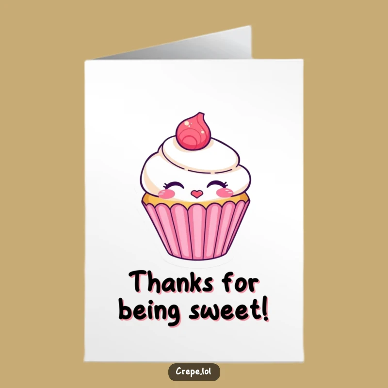 Free Printable Thank You Card: Kissing Cupcake Love Downloadable Gift