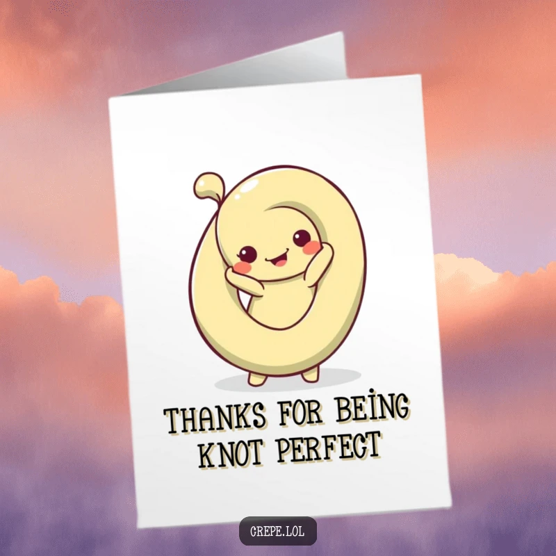 Funny Free Printable Thank You Card: A silly pretzel bends into a unique pose, offering a flexible and funny thank you.