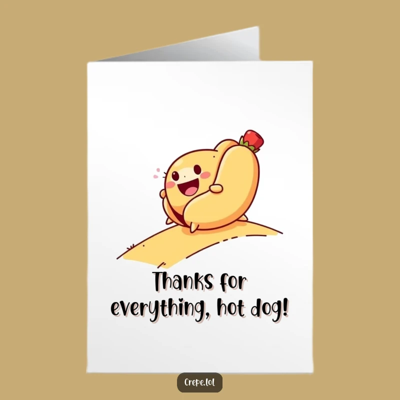 Free Printable Funny Hot Dog Rolling Thank You Card - Cheerful Downloadable Gratitude