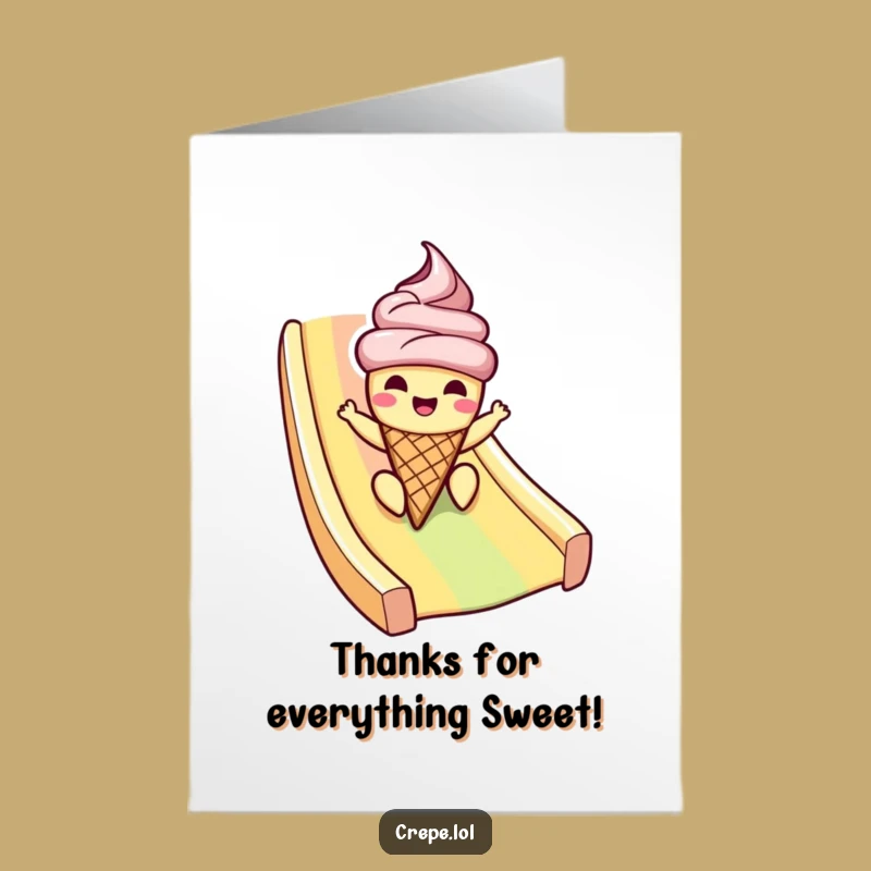 Free Printable Thank You Ice Cream Card: Funny Downloadable Gift for Sweet Thanks - DIY