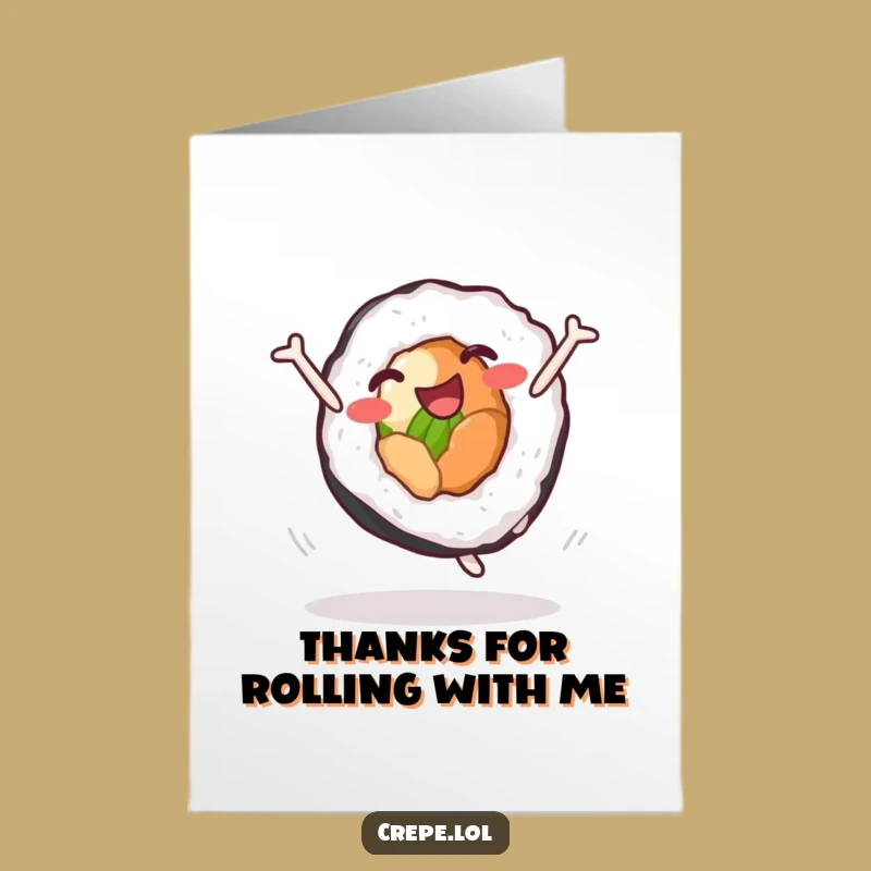 Sushi Cartwheel Free Printable Thank You Card - Quirky Downloadable Gift