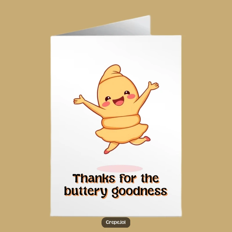 Free Printable Croissant Thank You Card: Funny Pirouette Pastry to Show Appreciation!