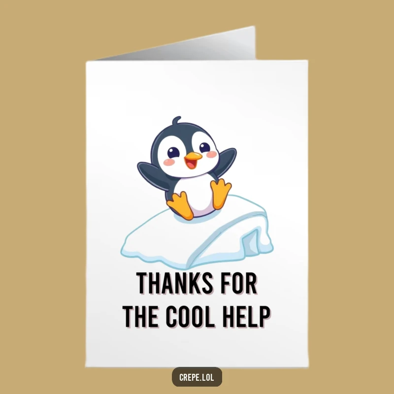 Hilarious Free Printable Thank You Card: Penguin's Slide, Downloadable Gift of Thanks