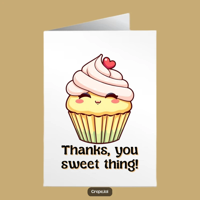Free Printable Cupcake Thank You Card: Sweet Kisses Downloadable Gratitude