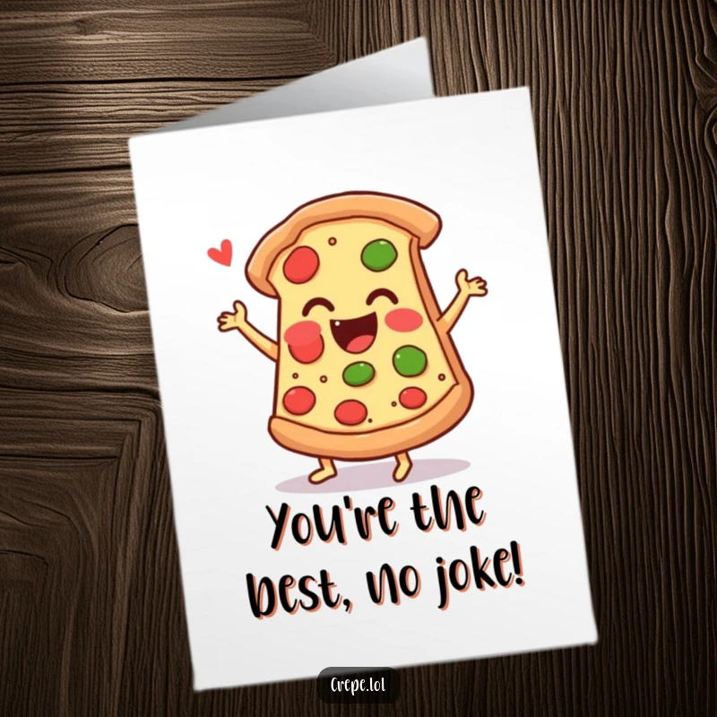Funny Free Printable Thank You Card: A cheerful slice of pizza does a little jig of thanks. Yummy, downloadable gratitude.