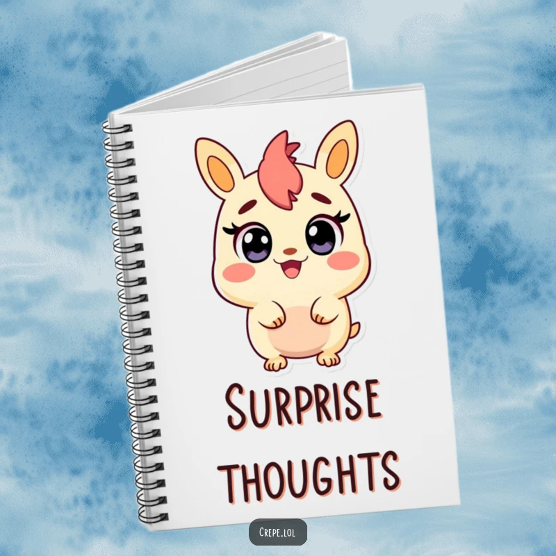 Funny notebook featuring a churro character with wide, surprised eyes, perfect for jotting down happy ideas.
