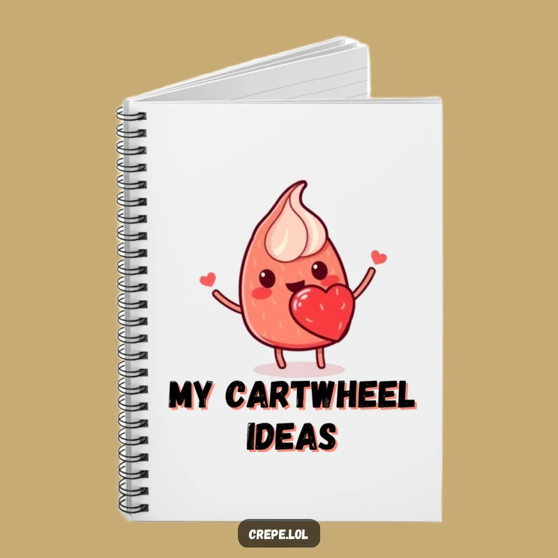 Funny Crepe Flip Notebook - Smiling Foodie Journal, Great Sweet Funny Gift