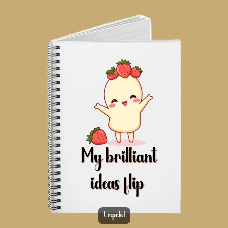Funny Crepe Notebook with Strawberry Crown - Playful Journal Gift