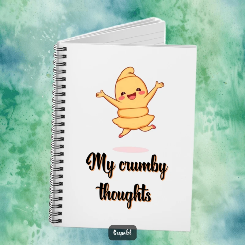 Funny Croissant Pirouette Notebook featuring a joyful croissant doing a graceful pirouette, ideal for jotting down delicious ideas.