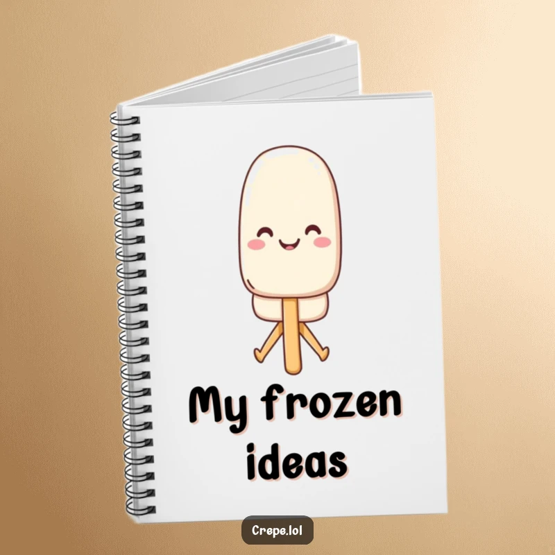 Funny popsicle notebook with a smiling popsicle doing a split, perfect for note-taking with a humorous twist.