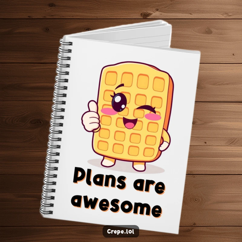 Funny winking waffle notebook giving a thumbs up, ideal for journaling and note-taking.