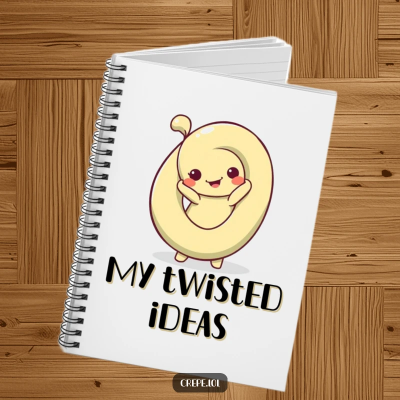 Funny Pretzel Pose Notebook with a silly pretzel in a bendy pose, ideal for jotting down funny thoughts and creative ideas.