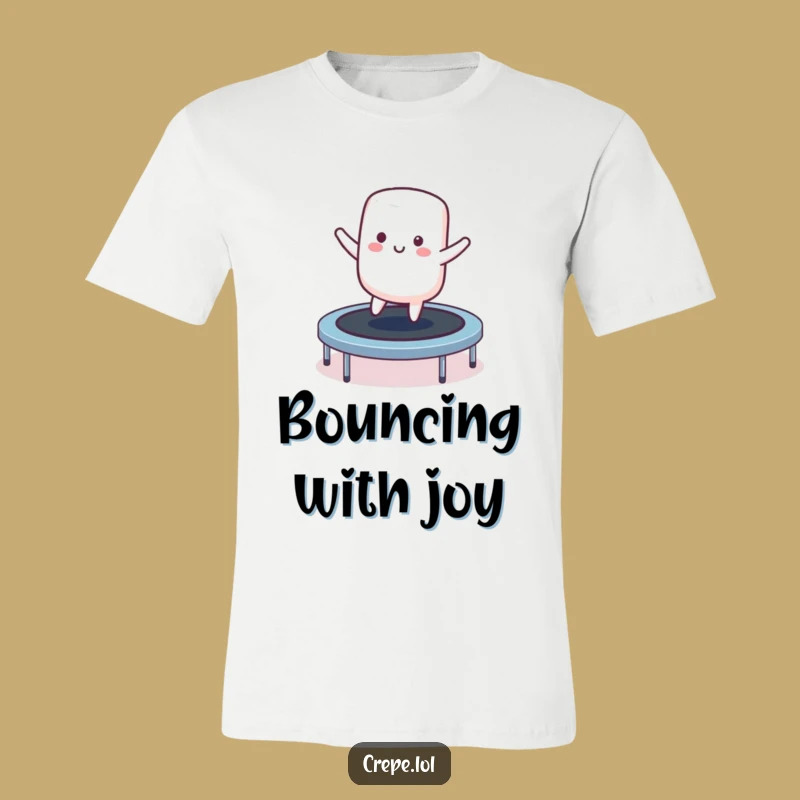 Funny Marshmallow Trampoline T-Shirt - Bouncing Character Tee